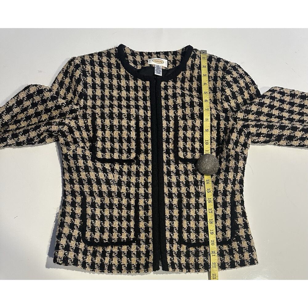 Talbots Houndstooth Tweed Blazer Skirt Set Sz 4 Wool Blend Pockets Zipper Front - Picture 5 of 12